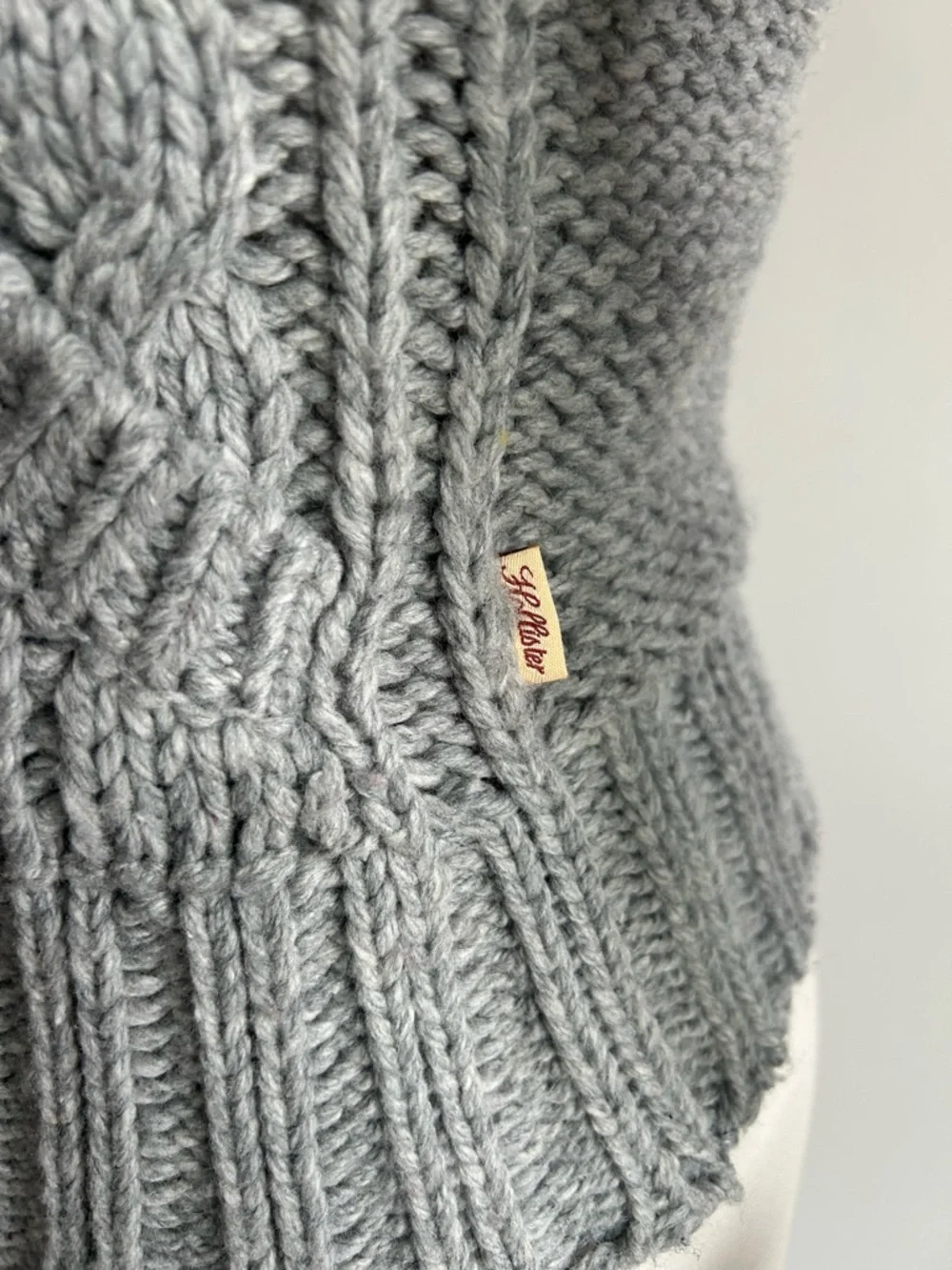 Hollister Vintage Y2k Grey Cable Knit Sweater Hoodie XS